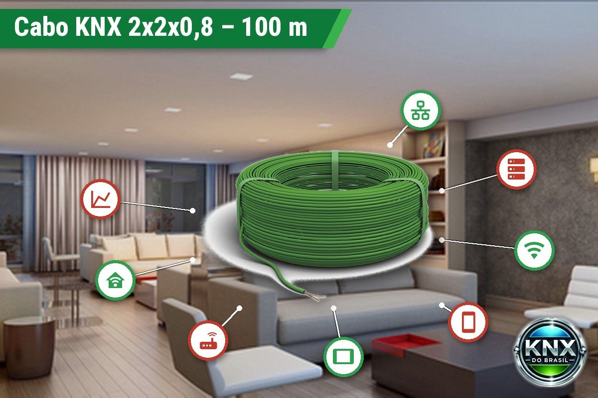 Cabo de Barramento KNX 2x2x0,8 – Bobina 100 m LSHF CPR Classe Cca
