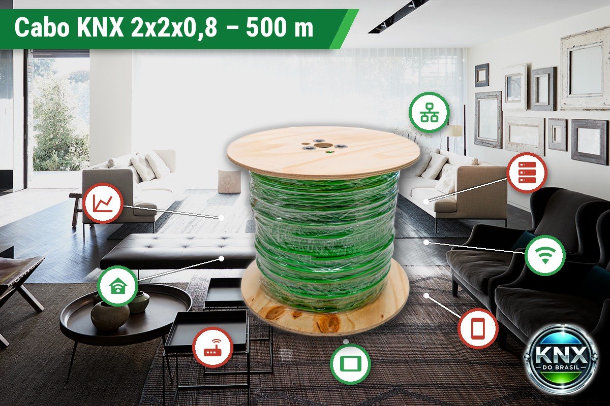 Cabo de Barramento KNX 2x2x0,8 – Bobina 500 m LSHF CPR Classe Cca