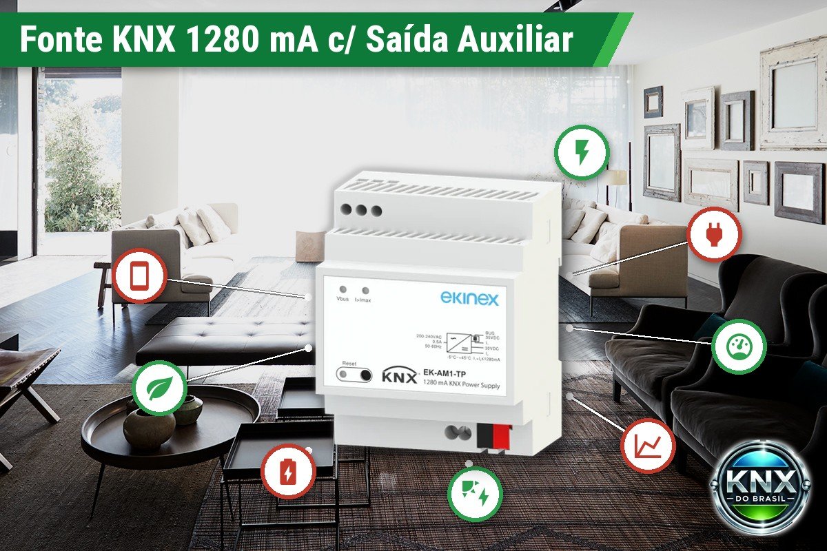 Fonte de Alimentação KNX com Saída Auxiliar 30 VDC – 1280 mA