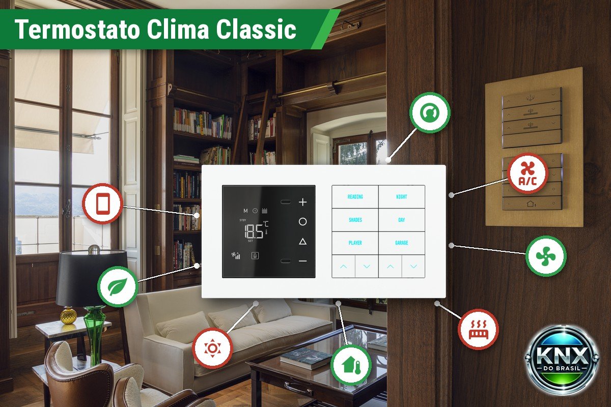 Termostato Clima Classic com Temperatura, Umidade Relativa e Controle VRF