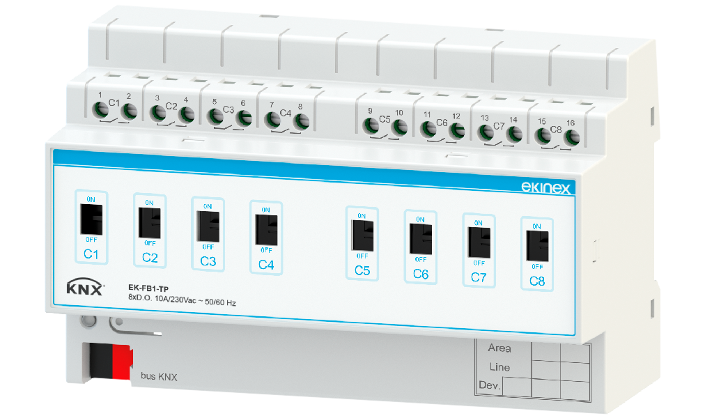 Atuador de Saída Binária KNX 8 Canais