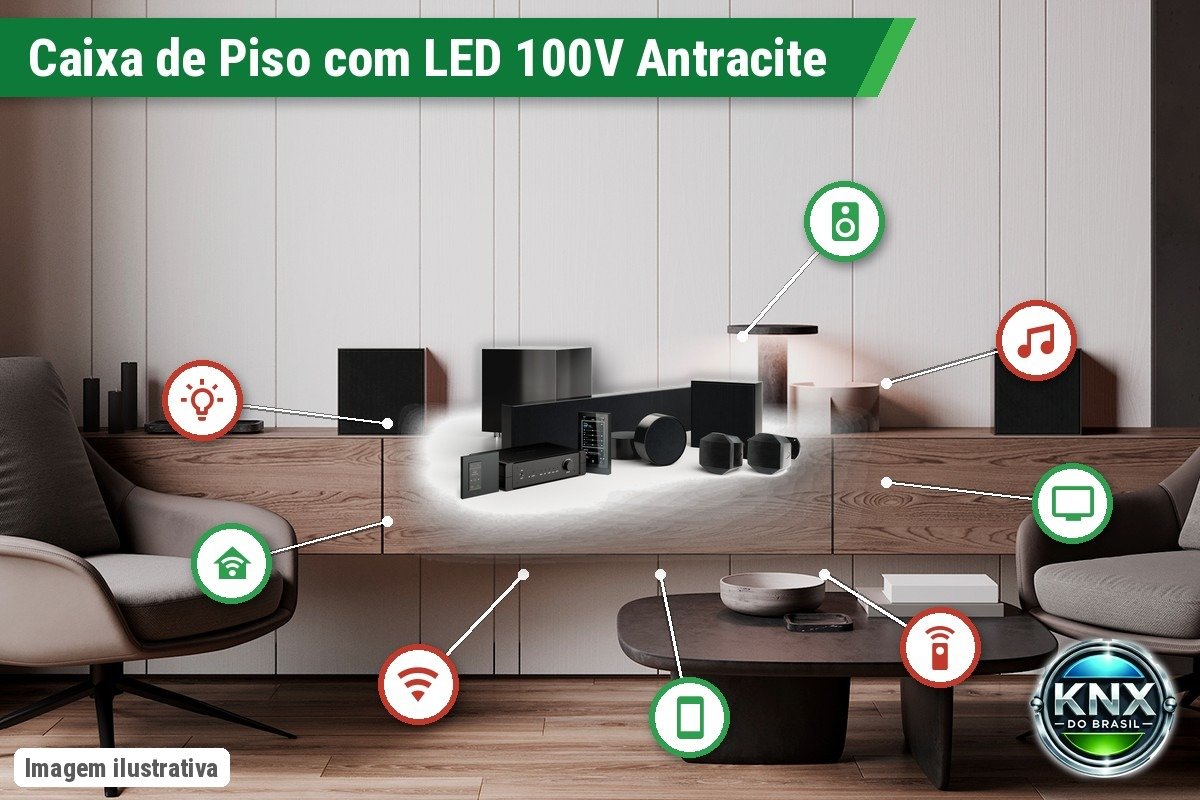 Caixa Acústica de Piso com Iluminação LED 75W 55-20 kHz 100V – Laqueado Antracite