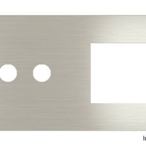Placa Proxima Personalizada – Botoeira 2T + Janela 45x45 – Metal Aço Escovado