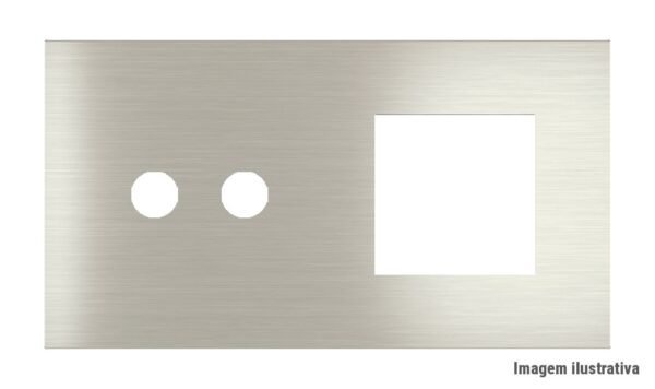 Placa Proxima Personalizada – Botoeira 2T + Janela 45x45 – Metal Aço Escovado