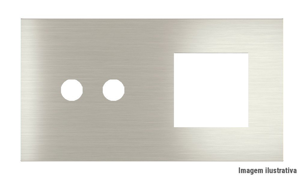 Placa Proxima Personalizada – Botoeira 2T + Janela 45×45 – Metal Aço Escovado