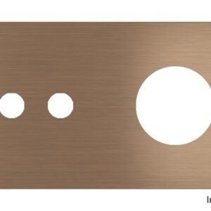 Placa Proxima Personalizada – Botoeira 2T + Tomada Schuko/FR/IL – Metal Dark Chocolate