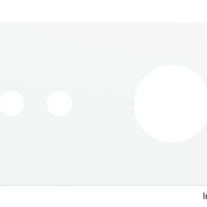 Placa Proxima Personalizada – Botoeira 2T + Tomada Schuko/FR/IL – Metal Branco Puro