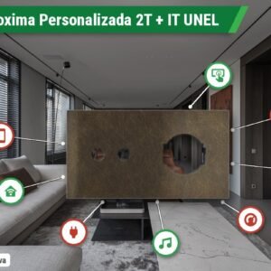 Placa Proxima Personalizada – Botoeira 2T + Tomada IT UNEL – Metal Bronze Corked