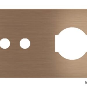 Placa Proxima Personalizada – Botoeira 2T + Tomada IT UNEL – Metal Dark Chocolate