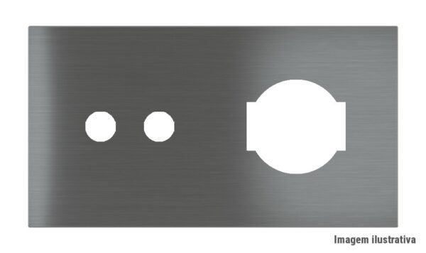 Placa Proxima Personalizada – Botoeira 2T + Tomada IT UNEL – Metal Quantum Carbon