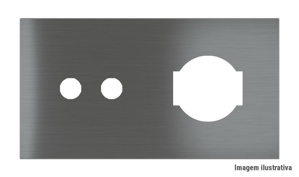 Placa Proxima Personalizada – Botoeira 2T + Tomada IT UNEL – Metal Quantum Carbon