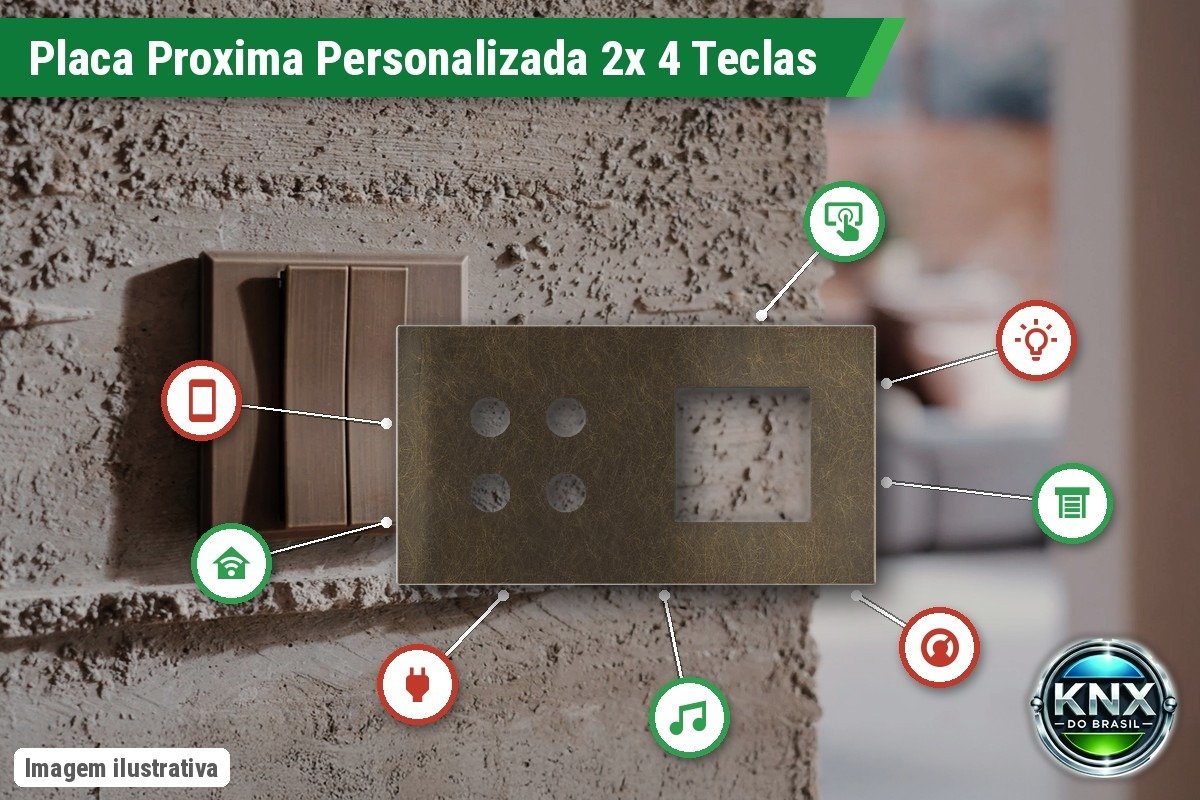 Placa Proxima Personalizada – 2 Botoeiras 4T – Metal Bronze Corked