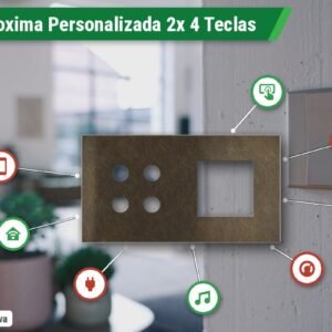 Placa Proxima Personalizada – 2 Botoeiras 4T – Metal Latão Envelhecido