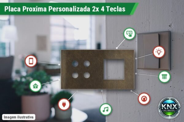 Placa Proxima Personalizada – 2 Botoeiras 4T – Metal Latão Envelhecido Placa Proxima Personalizada – 2 Botoeiras 4T – Metal Latão Envelhecido