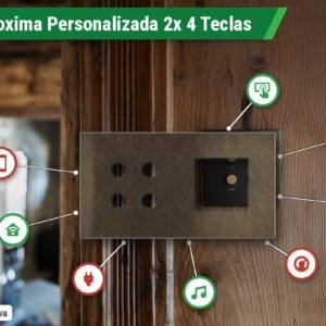 Placa Proxima Personalizada – 2 Botoeiras 4T – Metal Branco Puro