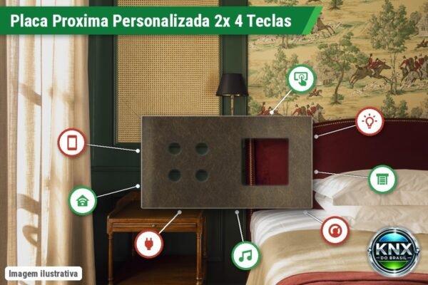 Placa Proxima Personalizada – 2 Botoeiras 4T – Metal Latão