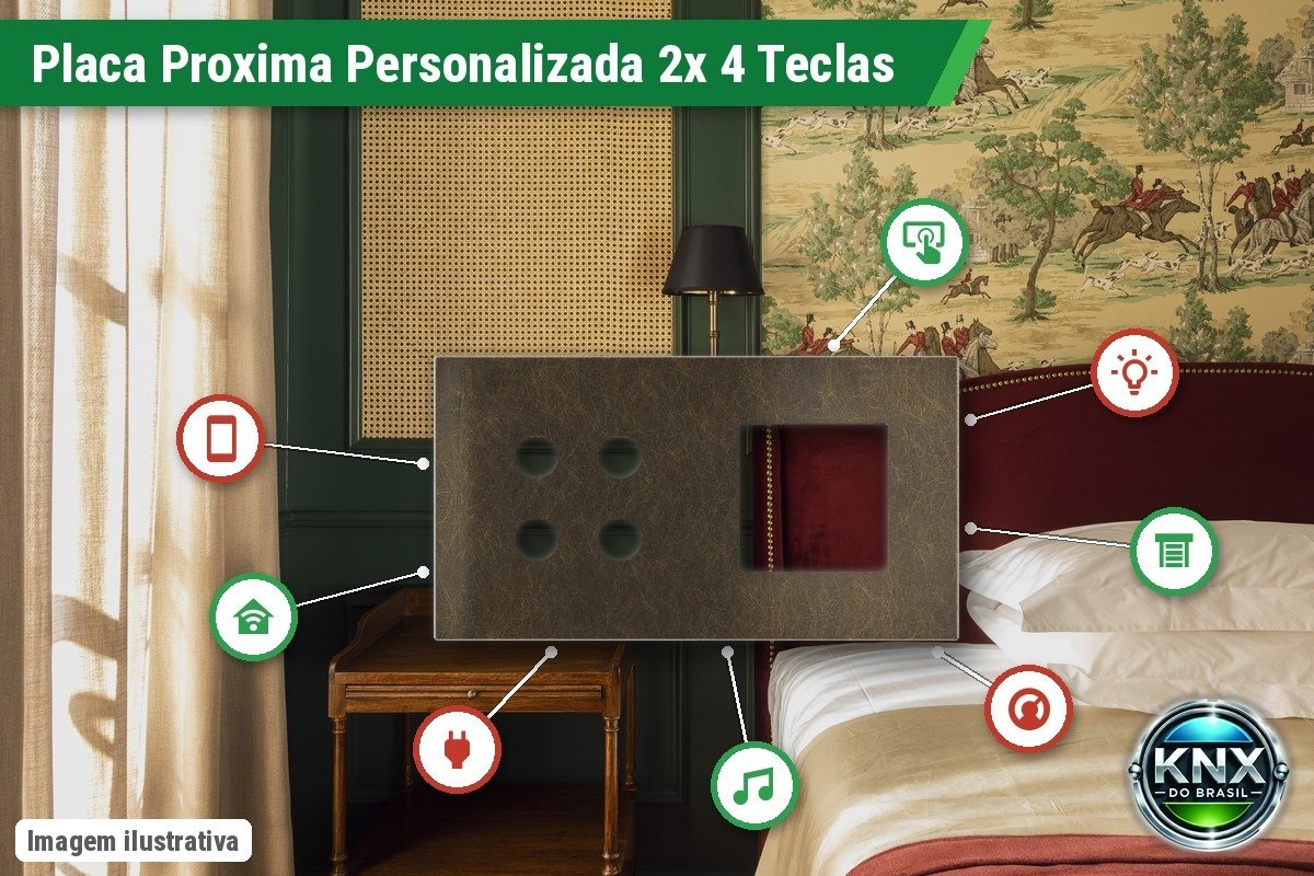 Placa Proxima Personalizada – 2 Botoeiras 4T – Metal Latão
