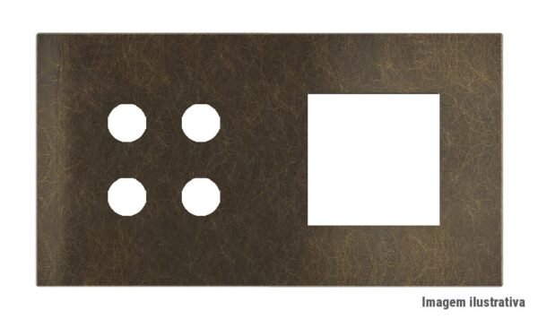 Placa Proxima Personalizada – Botoeira 4T + Janela 45x45 – Metal Bronze Corked