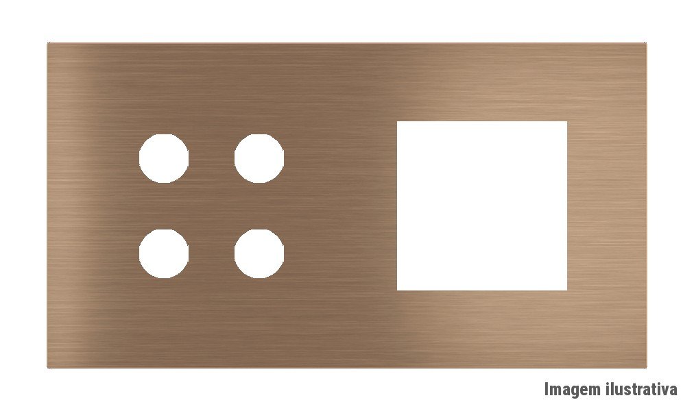 Placa Proxima Personalizada – Botoeira 4T + Janela 45×45 – Metal Dark Chocolate