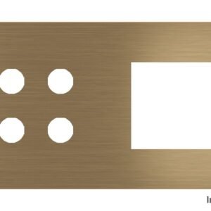 Placa Proxima Personalizada – Botoeira 4T + Janela 45x45 – Metal Latão Envelhecido