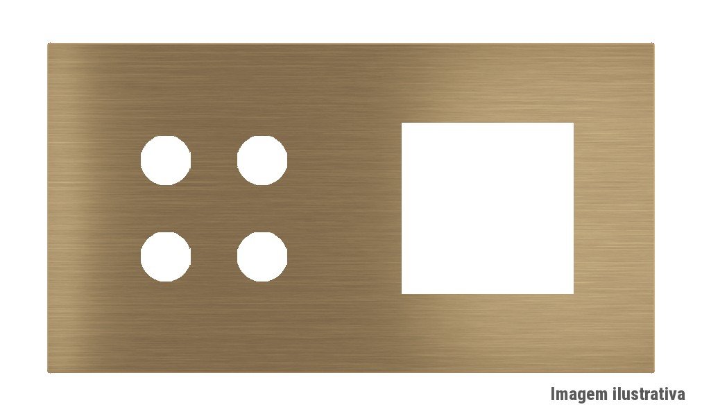 Placa Proxima Personalizada – Botoeira 4T + Janela 45×45 – Metal Latão Envelhecido