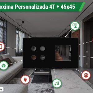 Placa Proxima Personalizada – Botoeira 4T + Janela 45x45 – Metal Preto Intenso