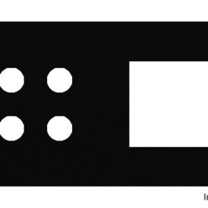 Placa Proxima Personalizada – Botoeira 4T + Janela 45x45 – Metal Preto Intenso