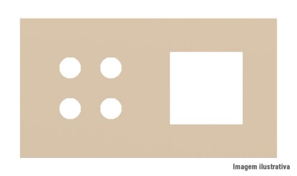Placa Proxima Personalizada – Botoeira 4T + Janela 45x45 – Metal Bege Luxor