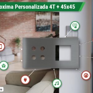 Placa Proxima Personalizada – Botoeira 4T + Janela 45x45 – Metal Quantum Carbon