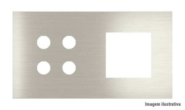 Placa Proxima Personalizada – Botoeira 4T + Janela 45x45 – Metal Aço Escovado