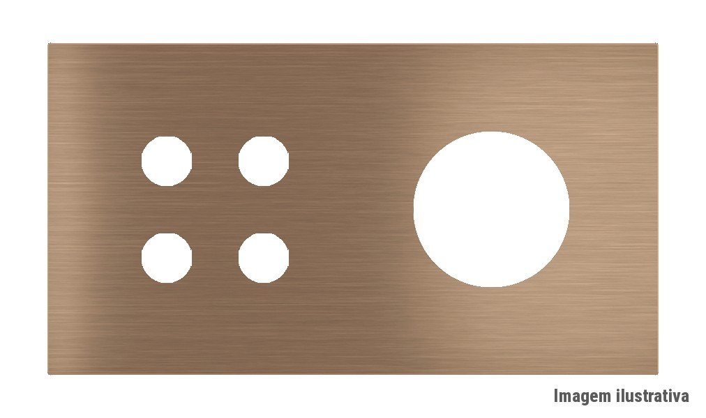 Placa Proxima Personalizada – Botoeira 4T + Tomada Schuko/FR/IL – Metal Dark Chocolate