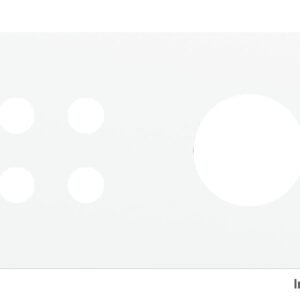 Placa Proxima Personalizada – Botoeira 4T + Tomada Schuko/FR/IL – Metal Branco Puro