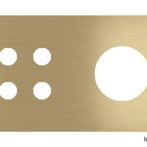 Placa Proxima Personalizada – Botoeira 4T + Tomada Schuko/FR/IL – Metal Latão