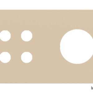 Placa Proxima Personalizada – Botoeira 4T + Tomada Schuko/FR/IL – Metal Bege Luxor
