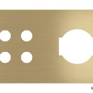 Placa Proxima Personalizada – Botoeira 4T + Tomada IT UNEL – Metal Latão
