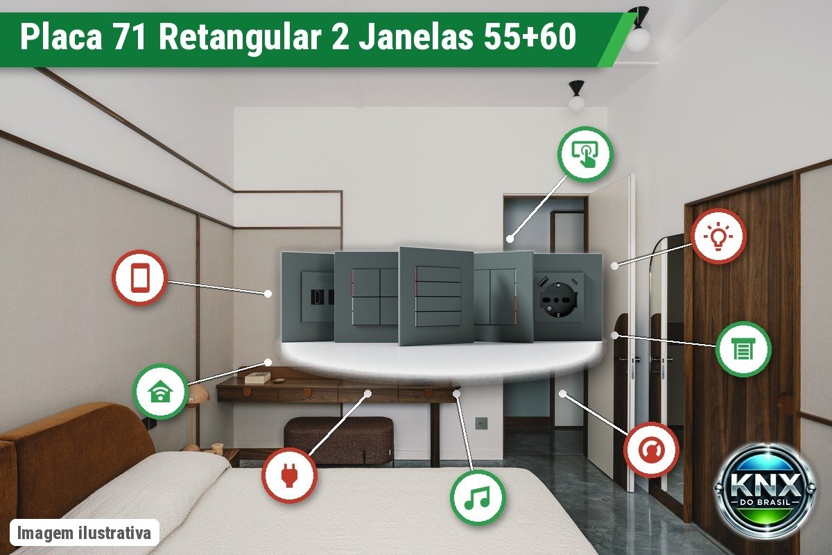 Placa Retangular 71 (80x151) 2 Janelas (55x55 + 60x60) – Form/Flank/NF