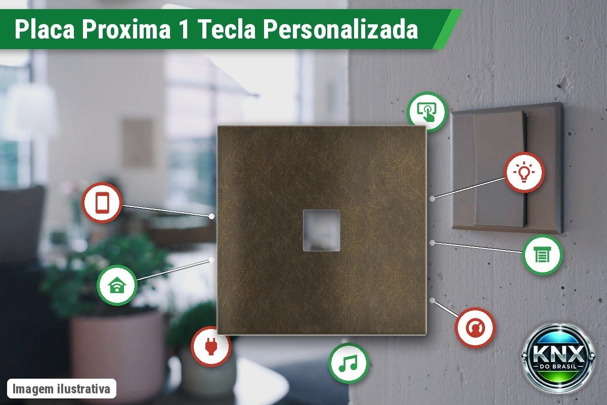 Placa Magnética Proxima Metal Personalizada – Botoeira 1 Tecla – Bronze Corked