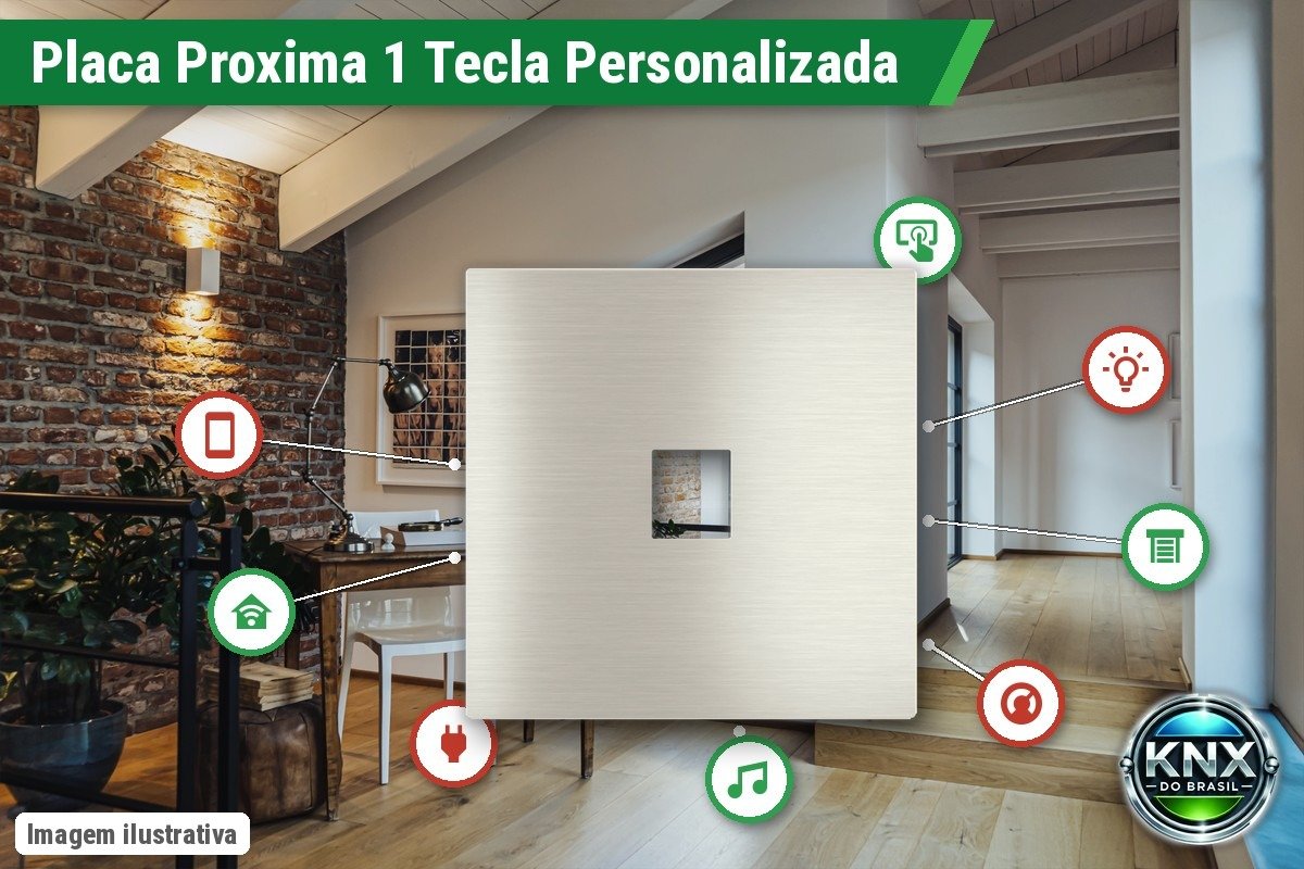 Placa Magnética Proxima Metal Personalizada – Botoeira 1 Tecla – Aço Escovado