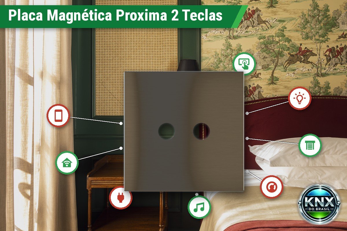 Placa Magnética Quadrada Proxima Metal para Botoeira 2 Teclas