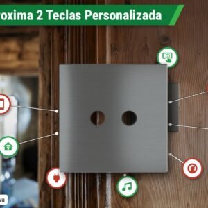 Placa Magnética Proxima Metal Personalizada – Botoeira 2 Teclas – Latão Envelhecido