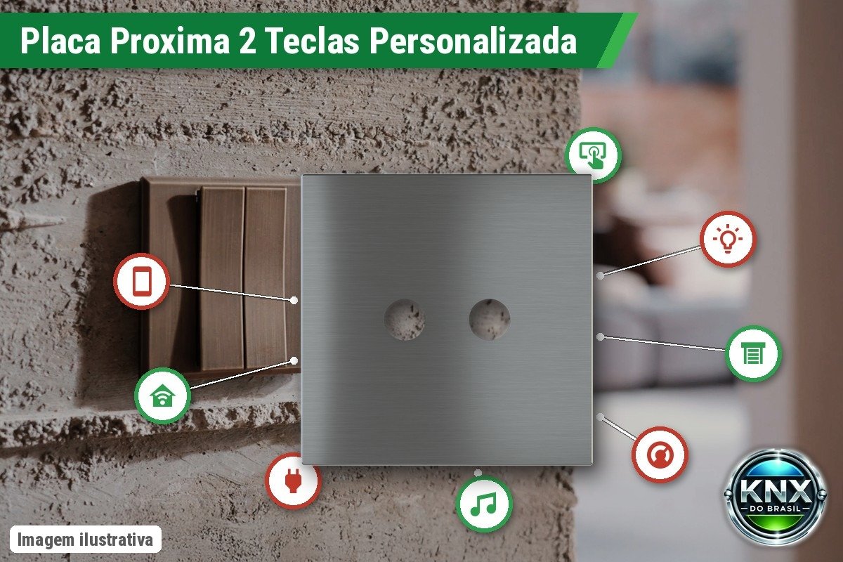 Placa Magnética Proxima Metal Personalizada – Botoeira 2 Teclas – Latão