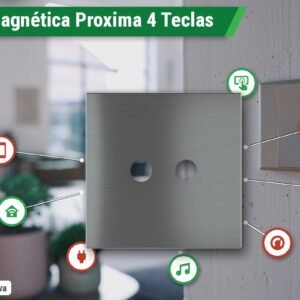 Placa Magnética Quadrada Proxima Metal para Botoeira 4 Teclas