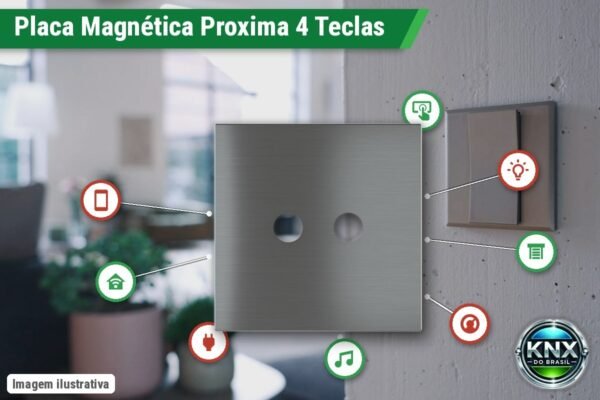 Placa Magnética Quadrada Proxima Metal para Botoeira 4 Teclas Placa Magnética Quadrada Proxima Metal para Botoeira 4 Teclas