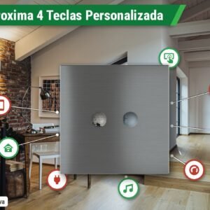 Placa Magnética Proxima Metal Personalizada – Botoeira 4 Teclas – Branco Puro