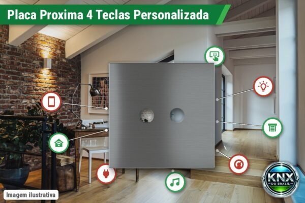 Placa Magnética Proxima Metal Personalizada – Botoeira 4 Teclas – Branco Puro Placa Magnética Proxima Metal Personalizada – Botoeira 4 Teclas – Branco Puro