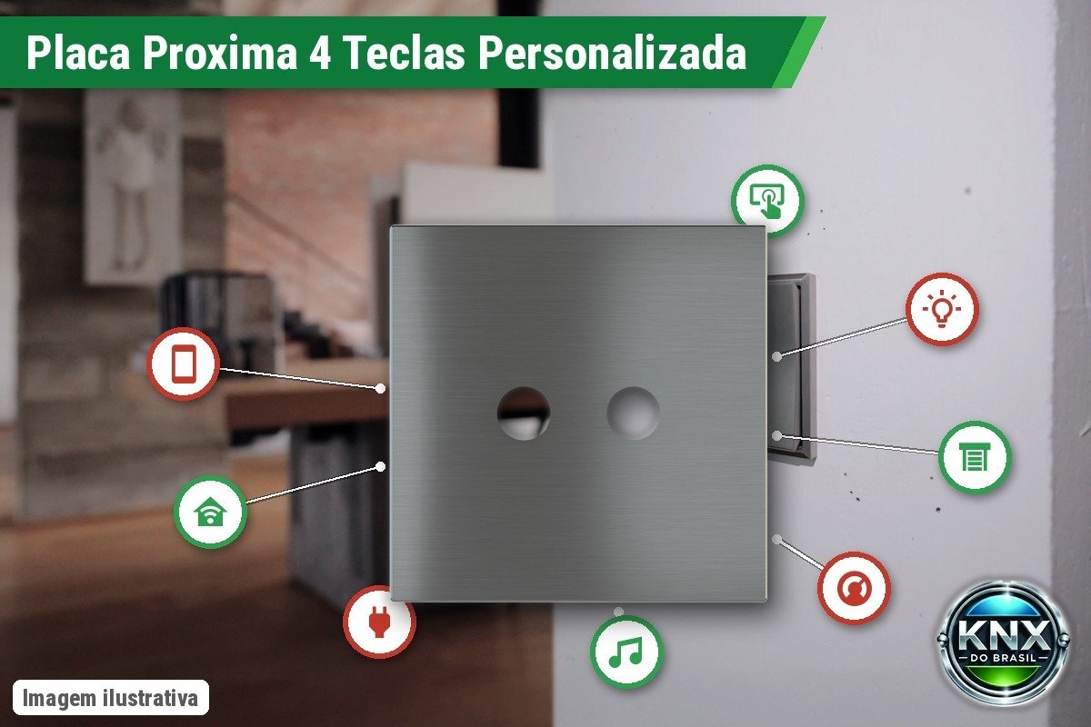 Placa Magnética Proxima Metal Personalizada – Botoeira 4 Teclas – Bege Luxor