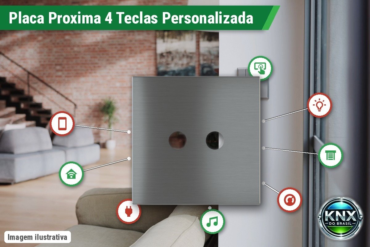 Placa Magnética Proxima Metal Personalizada – Botoeira 4 Teclas – Quantum Carbon