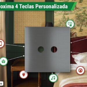 Placa Magnética Proxima Metal Personalizada – Botoeira 4 Teclas – Aço Escovado