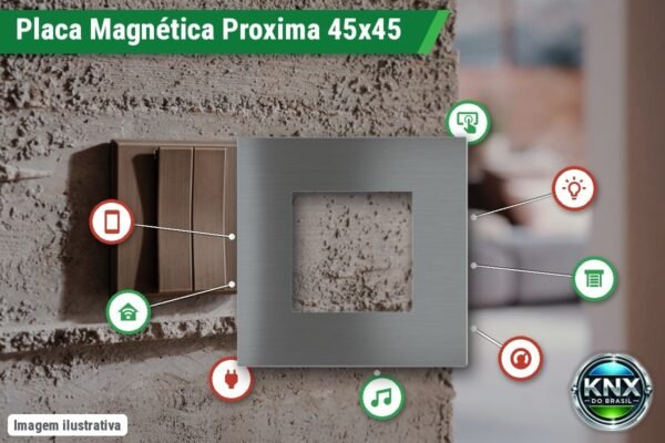 Placa Magnética Quadrada Proxima Metal – Janela 45x45 mm