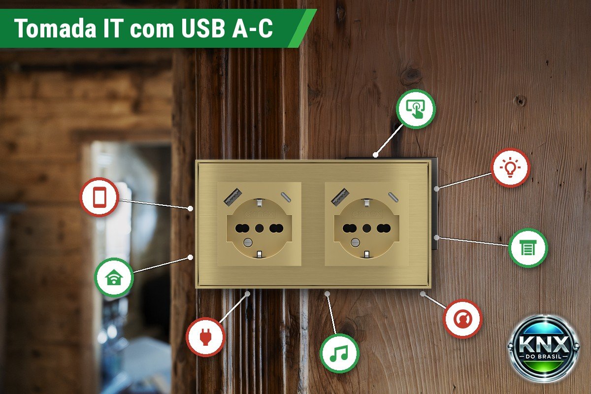Tomada Padrão Italiano (IT) com USB A-C 55×55 mm